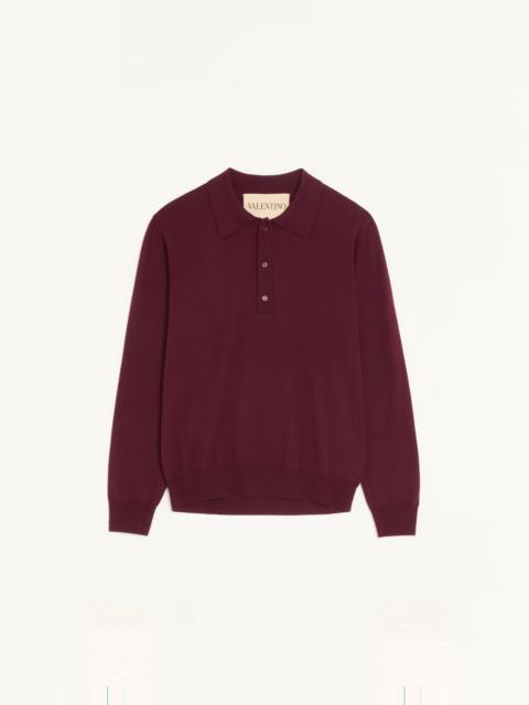 VALENTINO WOOL POLO WITH VLOGO EMBROIDERY