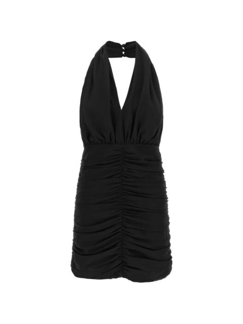 Ruched sequin-embellished ruffled mini dress