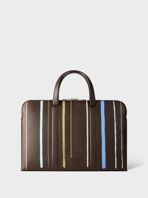 Brown 'Painted Stripe' Slim Leather Folio