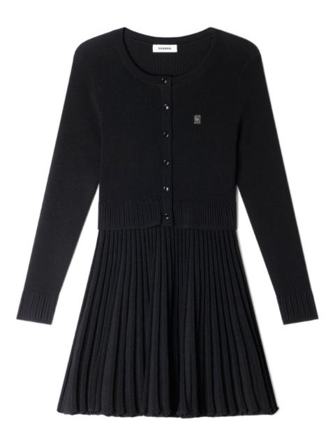 pleated knitted mini dress