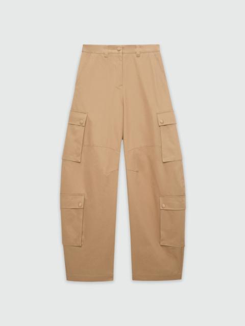Beige cotton drill cargo trousers
