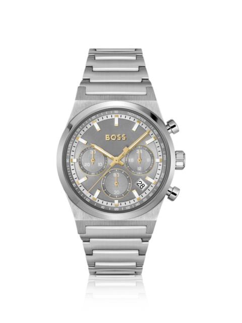 SILVER-TONE CHRONOGRAPH WATCH WITH LINK BRACELET