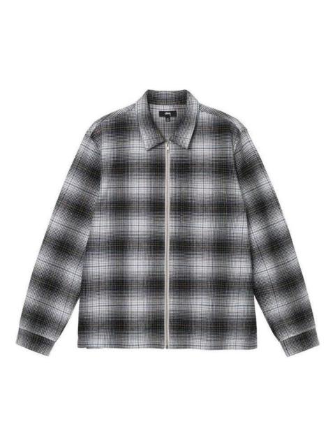 Stussy Paul Shadow Plaid Zip Shirt 'Black White' 1110238