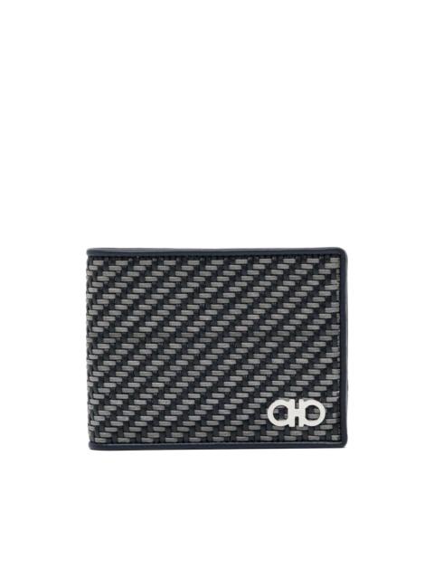 logo-patched woven wallet