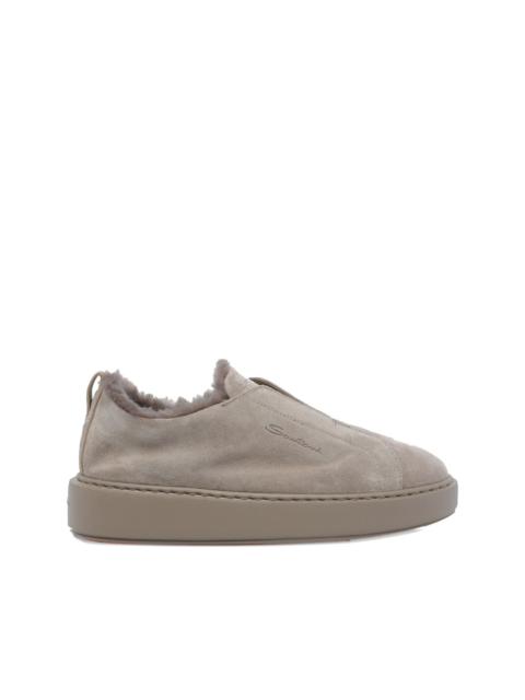 round-toe suede sneakers