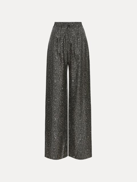 CHEVRON SILK TWILL DRAWSTRING PANT