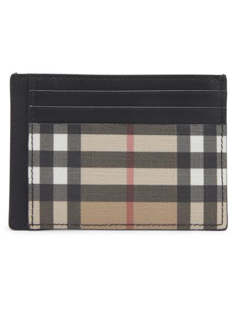 Burberry Vintage Check and Leather Money Clip Card Case 3 Slot Archive Beige