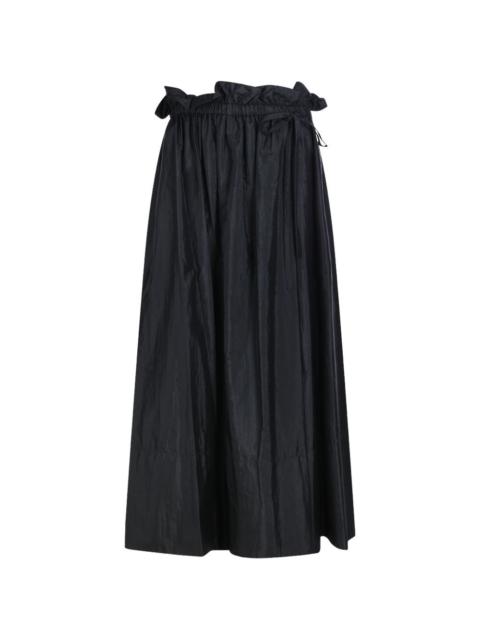 ruffled drawstring midi skirt