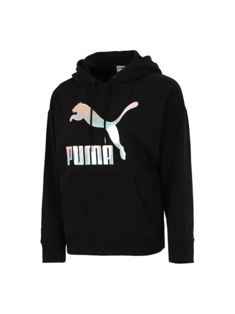 (WMNS) PUMA Classics Logo Hoodie 'Black White' 531385-71