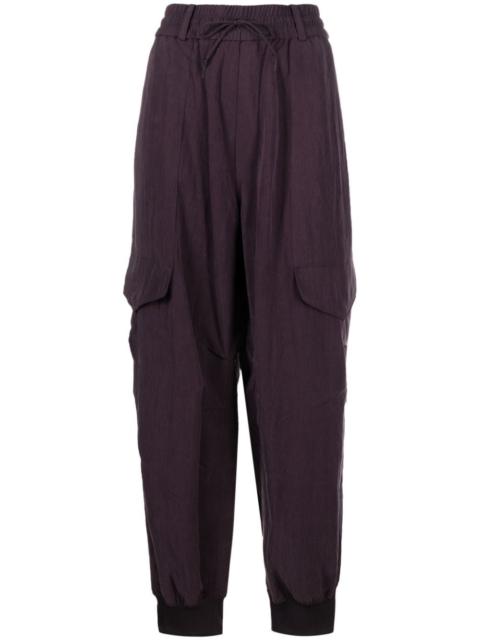 high-waisted cargo track-pants