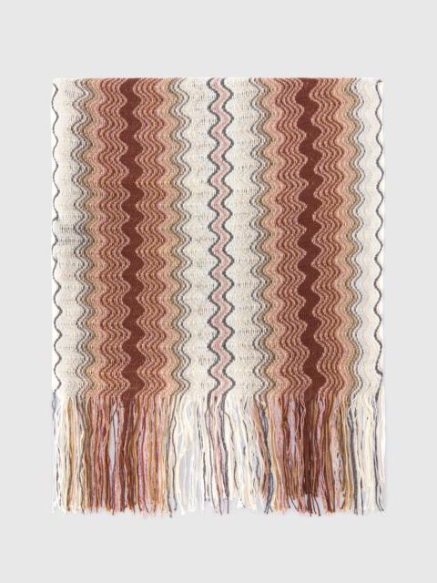Cotton and viscose-blend scarf with fringes