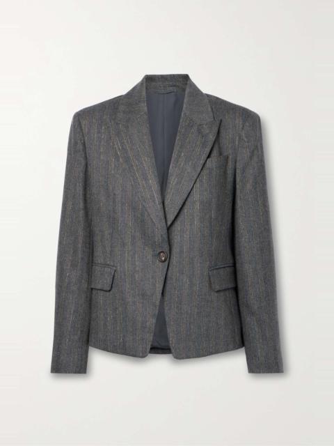 Striped metallic wool-blend blazer