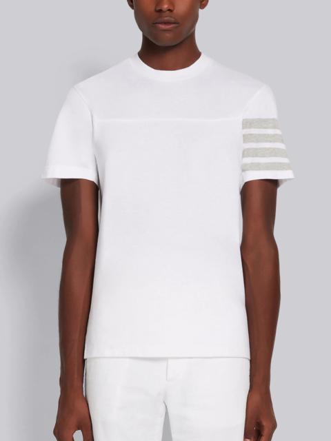 White Cotton Jersey 4-Bar Short Sleeve Yoke Seam Tee