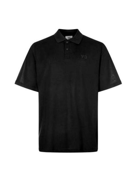 Men's Y-3 Casual Solid Color Cotton Polo Shirt Black FN3355