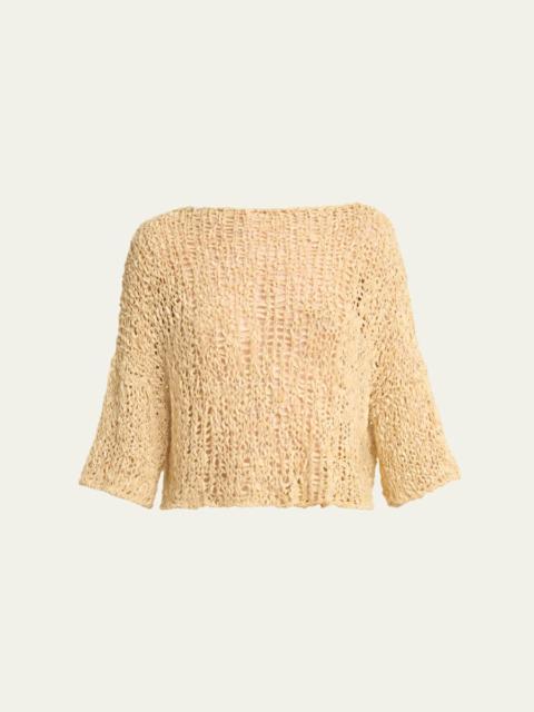 Chrysenta Cashmere-Blend Tape Knit Crop Top