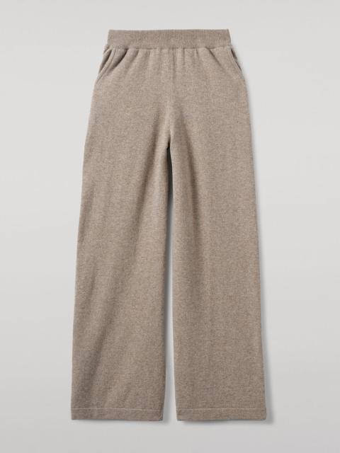 Wide Leg Brown Cashmere Trousers