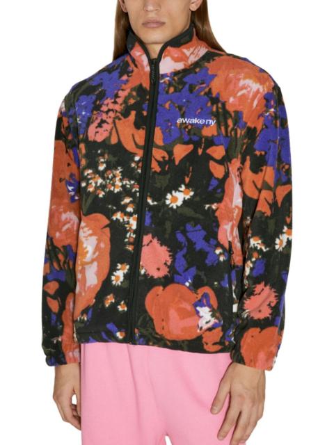 Floral-print fleece jacket