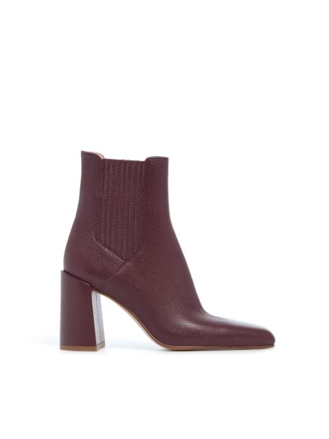 Luke High Heel Ankle Boot in Bordeaux Textured Leather