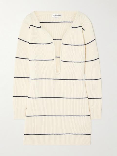 Striped Ribbed Cotton-blend Mini Dress