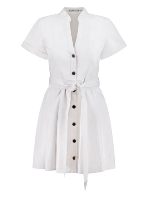 Lucy button-front pleated mini dress