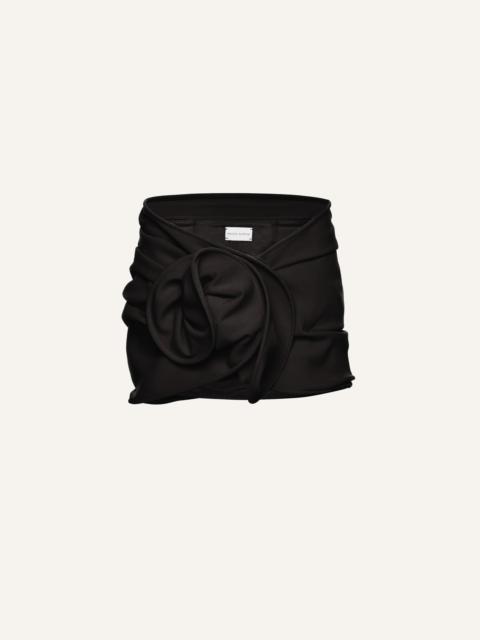 Wool rose mini skirt in black