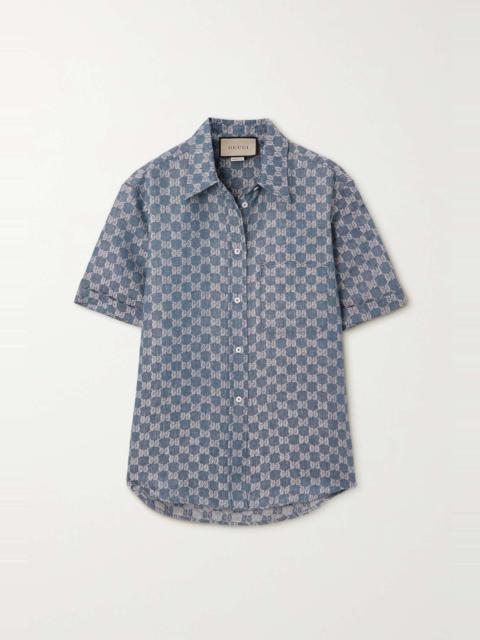 Denim-jacquard shirt