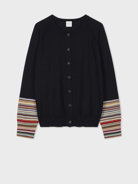 Women's Navy 'Signature Stripe' Cuff Cardigan