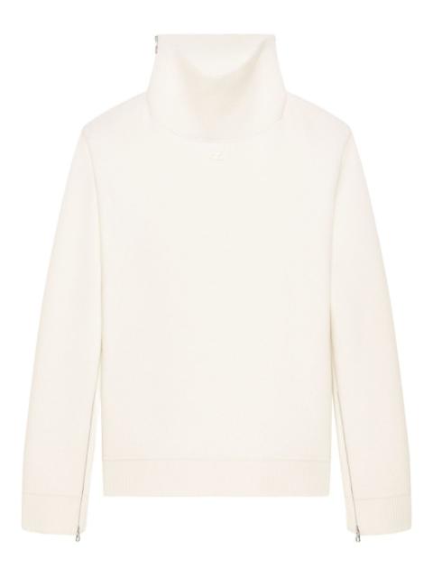 high-neck zip-detail sweater