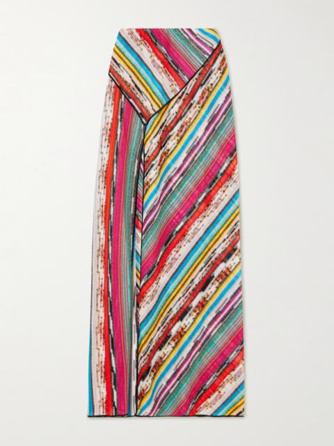 Mare Striped Metallic Crochet-knit Maxi Skirt