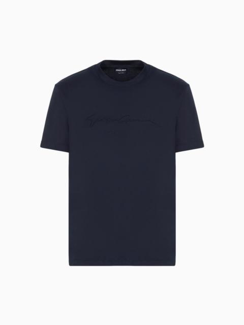 Pure cotton interlock T-shirt with embroidered logo