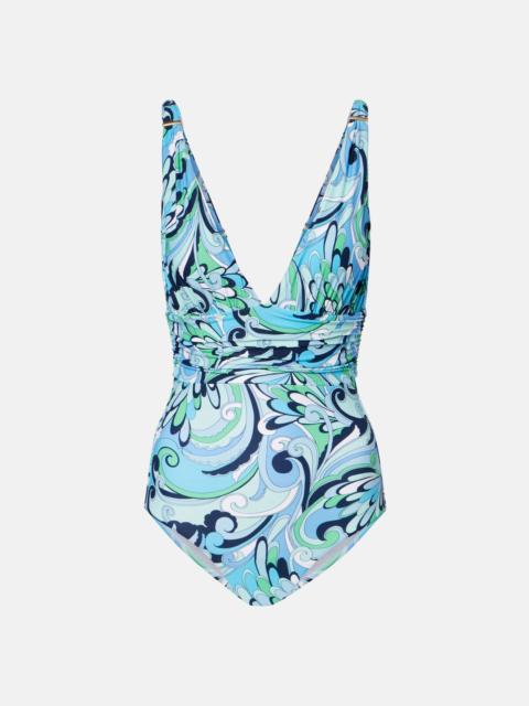 Panarea printed ruched swimsuit