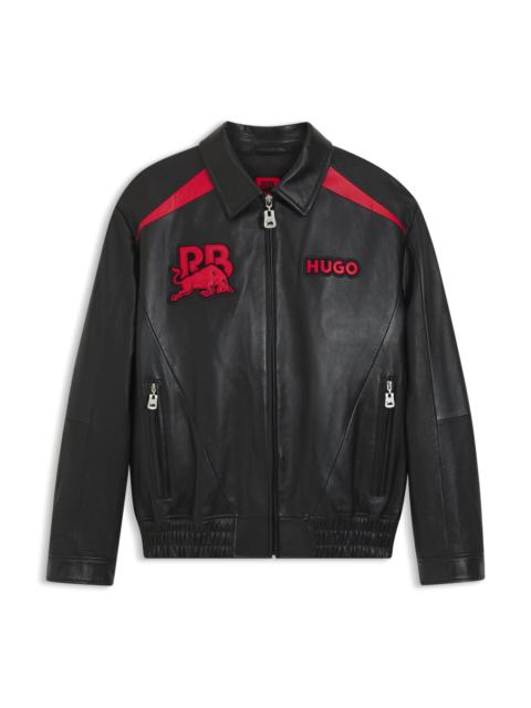 HUGO X RB LEATHER JACKET WITH BULL MOTIFS
