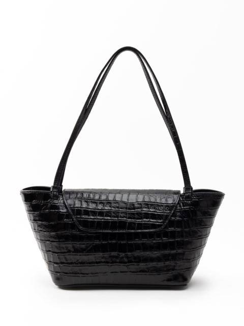 Courrier Tote Croco Embossed Leather Black