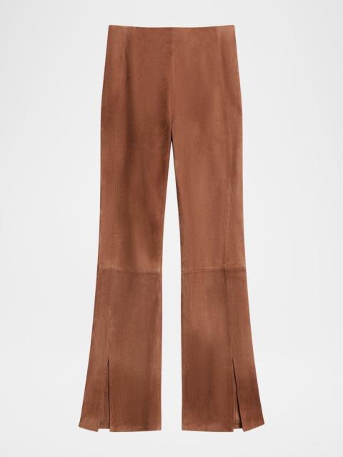Suede Slit Flare Pants