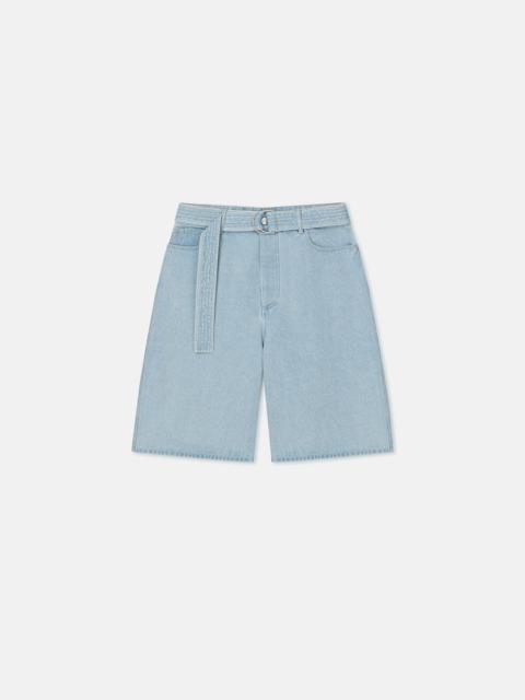 Belted Denim Bermuda Shorts