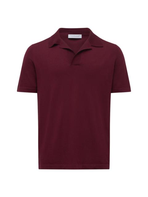 Stendhal Knit Short Sleeve Polo in Bordeaux Cashmere Silk