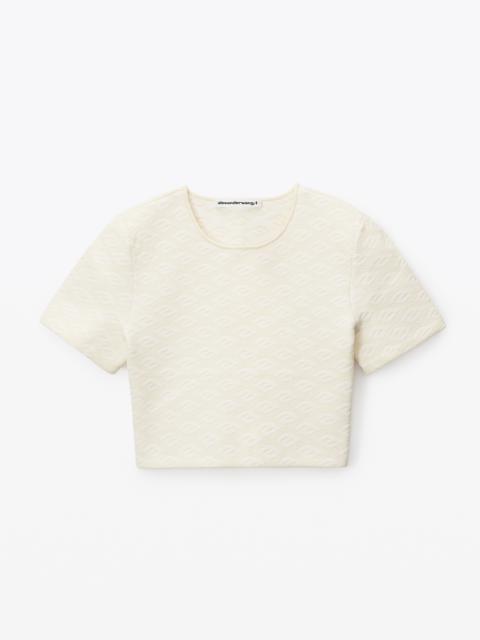 cropped tee in compact  jacquard