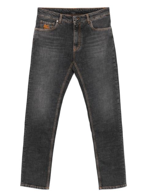 logo-embroidered jeans