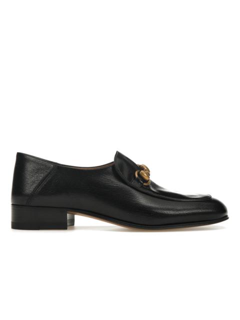 Gucci Horsebit Slip On Loafer Gold-Tone Black Leather (Women's)