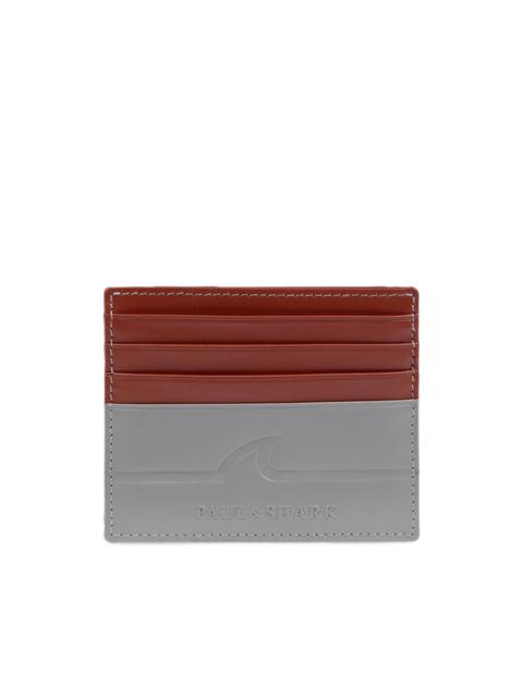 fin-embossed leather card holder