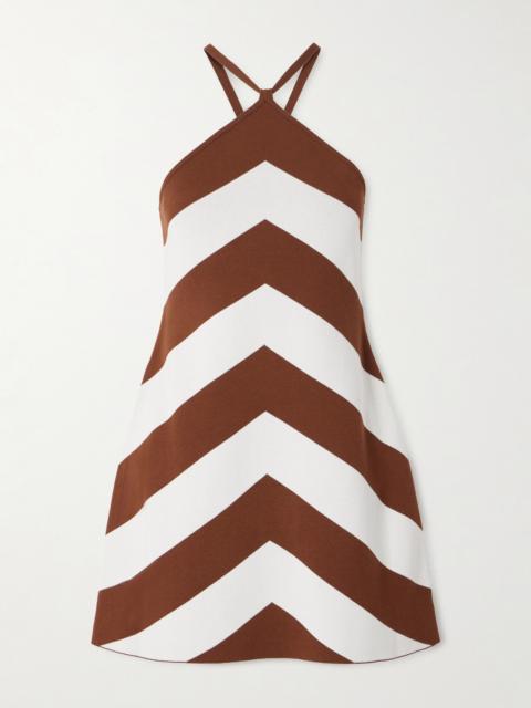 Nelson Striped Jacquard-knit Halterneck Mini Dress