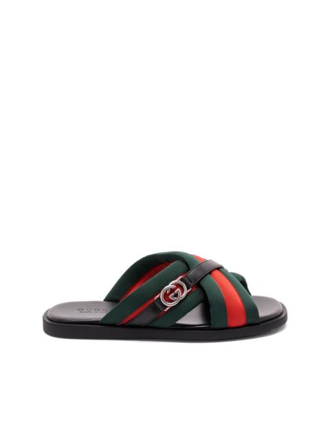 Maverik Web-striped cross-strap sandals
