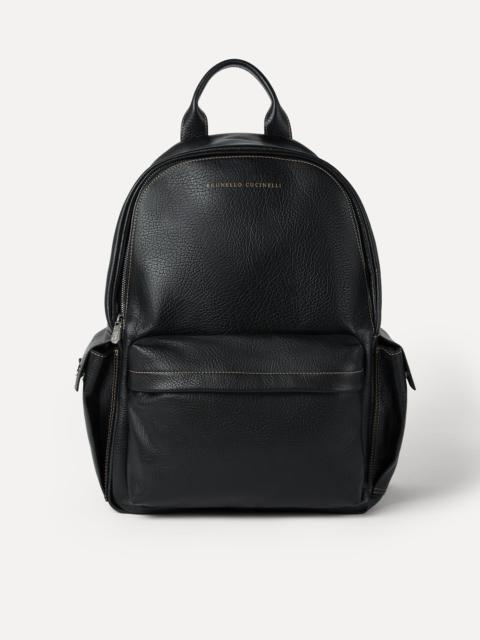 Grained calfskin travel backpack