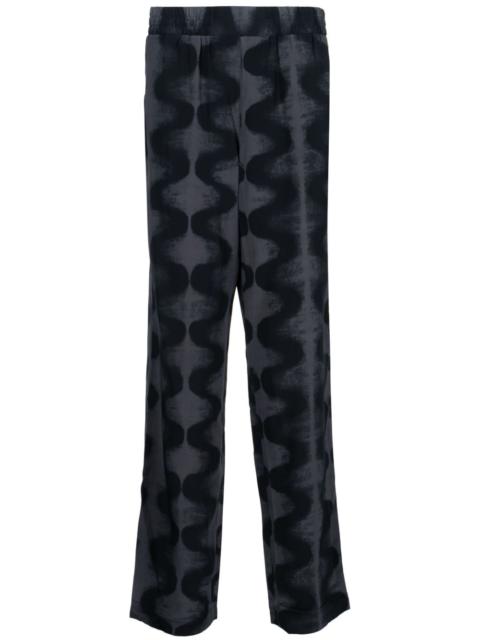 abstract-print straight-leg trousers