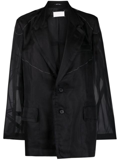 sheer-panel single-breasted jacket