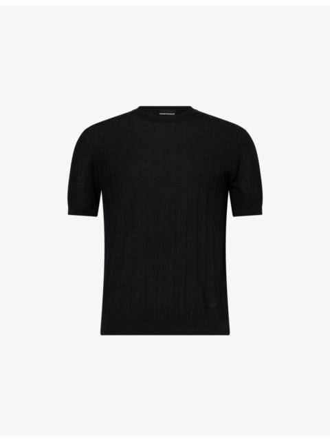 Textured Short-Sleeves Cotton-Knit T-Shirt