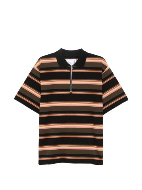 striped zip-up poplin polo shirt