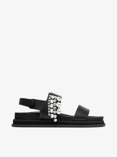 Verity Sandal Flat
Black Leather Crystal Flat Sandals
