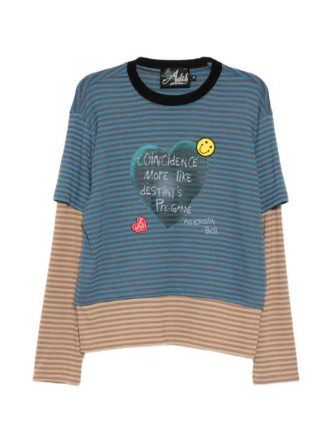 graphic-print striped T-shirt