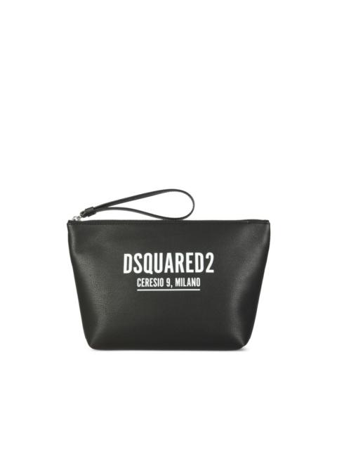 logo zip clutch bag